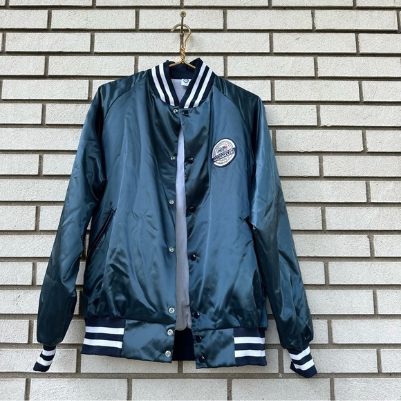 Vintage Windjammer National Postal Mail Handlers Union Satin Bomber Jacket USA - Picture 1 of 9